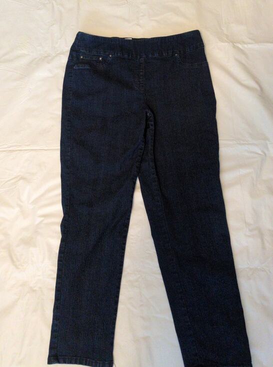 Ruby Rd. Denim - Ruby Rd Petite 14P Straight Leg Dark Wash PullOn Elastic Waist Back Pocket Jeans